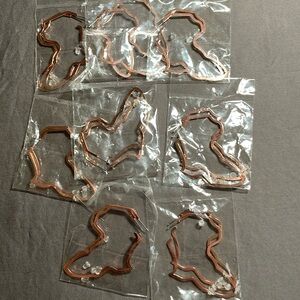 8 Sets of Rose Gold Tone Earrings Shape of Africa
